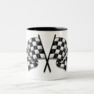 Silky looking Motorsport chequered flag gear Two-Tone Coffee Mug