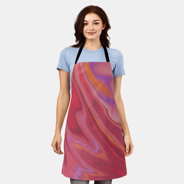Silky peach Fabric Abstract Apron (Worn)