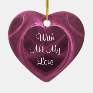 Silky Pink Heart Keepsake Ceramic Ornament