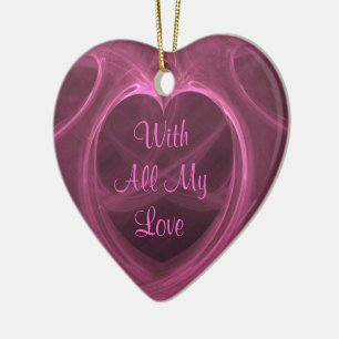 Silky Pink Heart Keepsake Custom Ceramic Tree Decoration