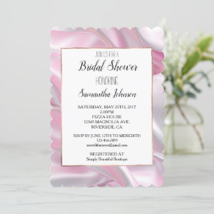 Silky Pink White Bridal Shower Invitation