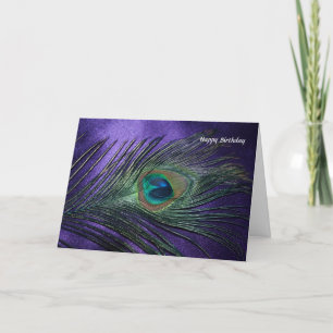 Silky Purple Peacock Feather Card