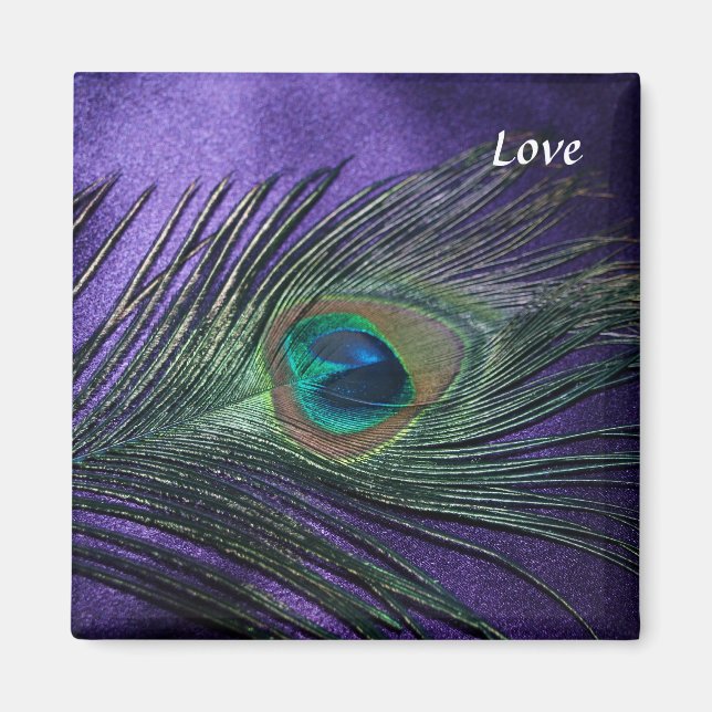 Silky Purple Peacock Feather Magnet (Front)