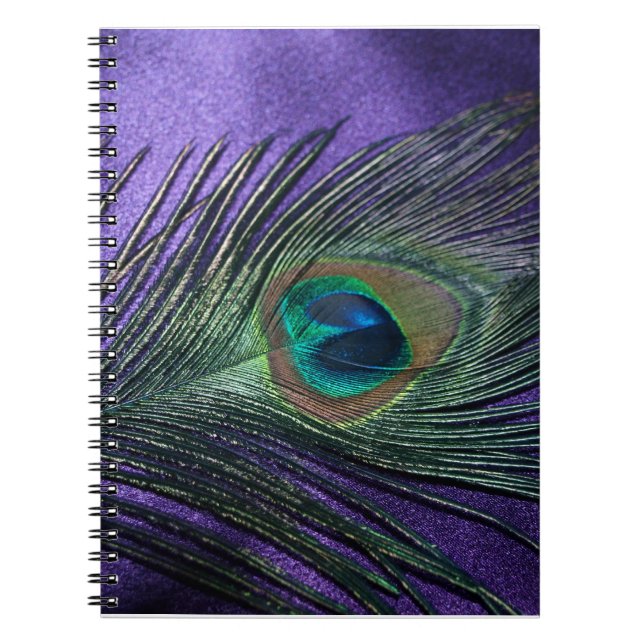 Silky Purple Peacock Feather Notebook (Front)