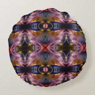 Silky repetition in black and burgundy inflated th round cushion