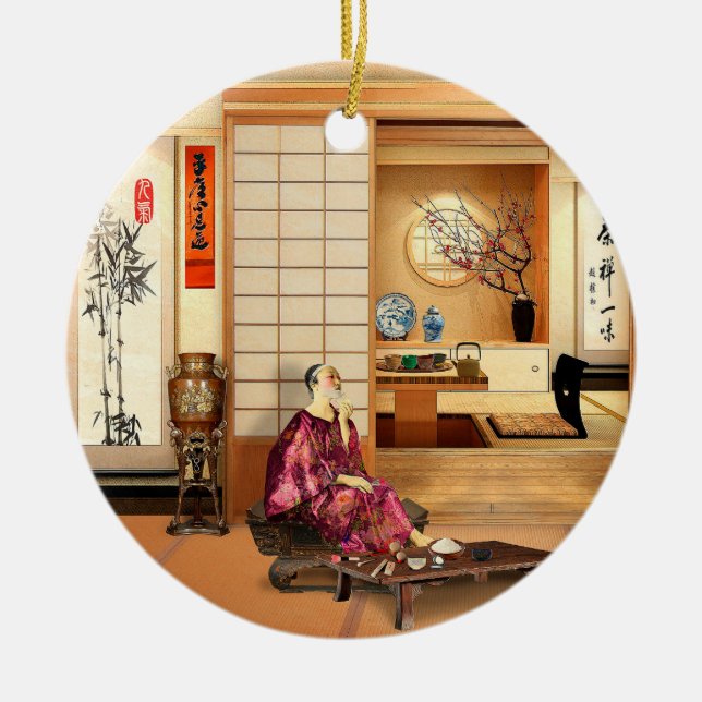 Silky Rice Powder Ceramic Ornament (Front)