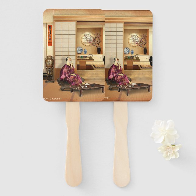Silky Rice Powder Hand Fan (Front and Back)