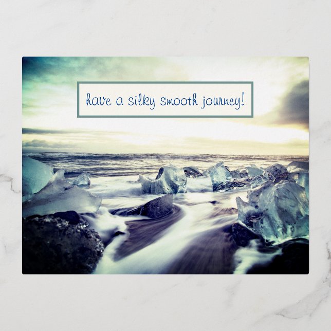 Silky Smooth Journey Foil Holiday Postcard (Front)