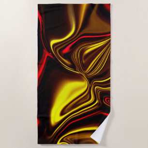 Silky strokes in red and gold with darkened parts beach towel