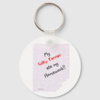 Silky Terrier Ate my Homework Keychain