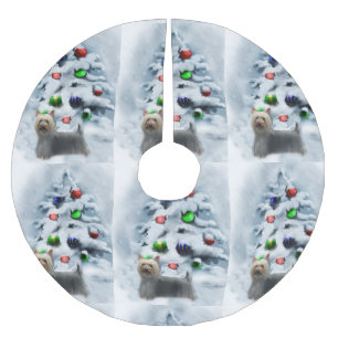 Silky Terrier Christmas Brushed Polyester Tree Skirt