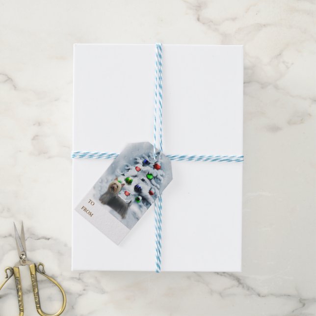 Silky Terrier Christmas Gift Tags (With Twine)