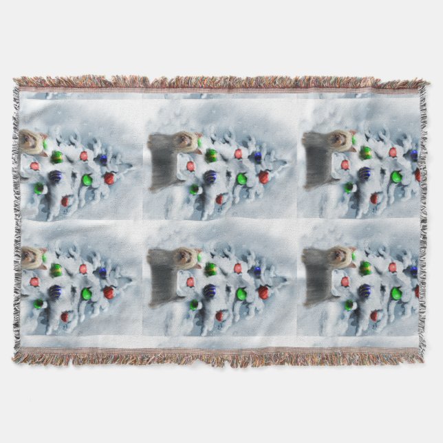 Silky Terrier Christmas Throw Blanket (Front)