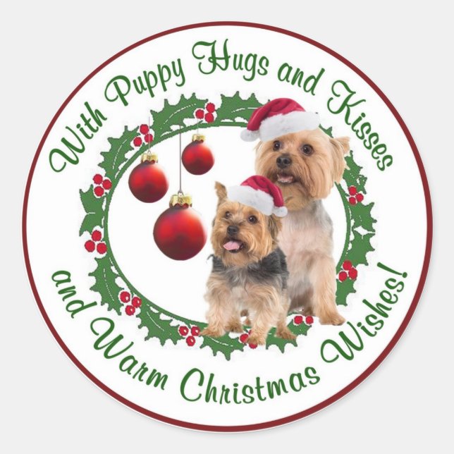 Silky Terrier Christmas Wishes Round Seals (Front)