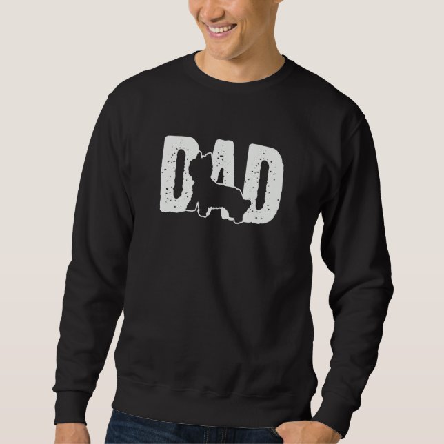 silky terrier Dad Father Silhouette Dog Sweatshirt (Front)