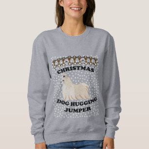 Silky Terrier dog Christmas Dog Hugging Sweatshirt