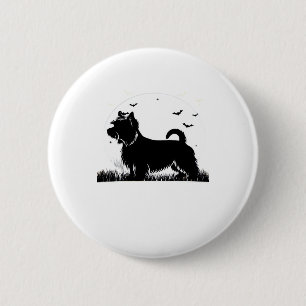 Silky Terrier Dog � Halloween Moon Silhouette Clas 6 Cm Round Badge