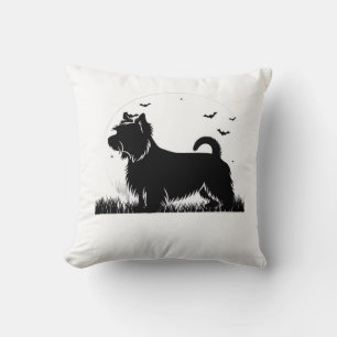 Silky Terrier Dog � Halloween Moon Silhouette Clas Cushion
