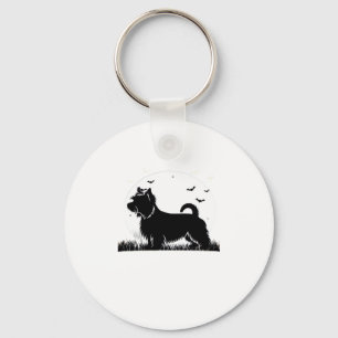 Silky Terrier Dog � Halloween Moon Silhouette Clas Key Ring