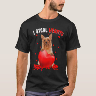 Silky Terrier Dog I Steal Hearts Cute Valentine Da T-Shirt