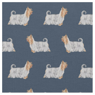 silky terrier dog navy blue fabric