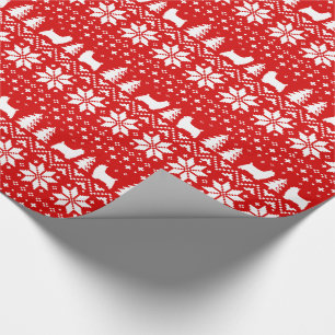 Silky Terrier Dog Silhouettes Christmas Pattern Wrapping Paper