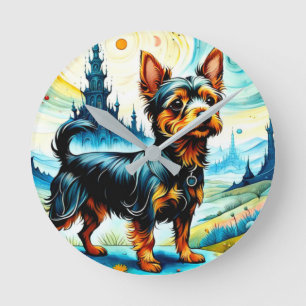 Silky Terrier In The Garden of Earthly Delights 4 Round Clock