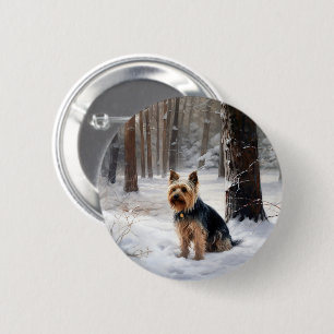 Silky Terrier Let It Snow Christmas  6 Cm Round Badge