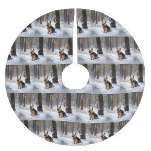 Silky Terrier Let It Snow Christmas Brushed Polyester Tree Skirt
