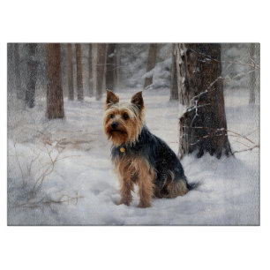 Silky Terrier Let It Snow Christmas Cutting Board