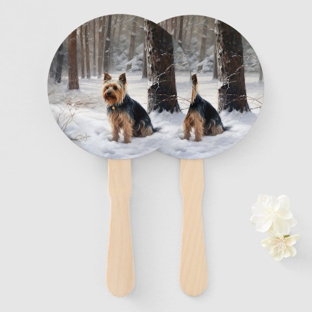 Silky Terrier Let It Snow Christmas  Hand Fan (Front and Back)
