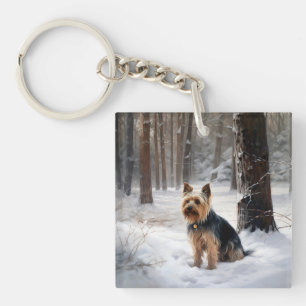 Silky Terrier Let It Snow Christmas Key Ring