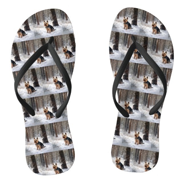 Silky Terrier Let It Snow Christmas  Thongs (Footbed)