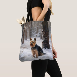 Silky Terrier Let It Snow Christmas Tote Bag