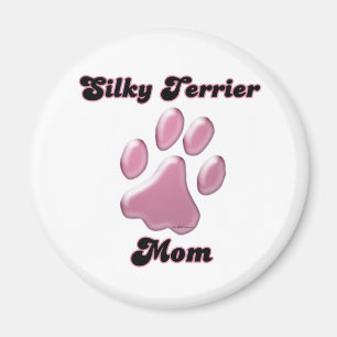 Silky Terrier Mum Pink Pawprint - Magnet