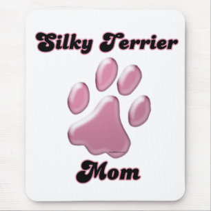 Silky Terrier Mum Pink Pawprint Mouse Pad