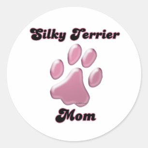 Silky Terrier Mum Pink Pawprint - Sticker