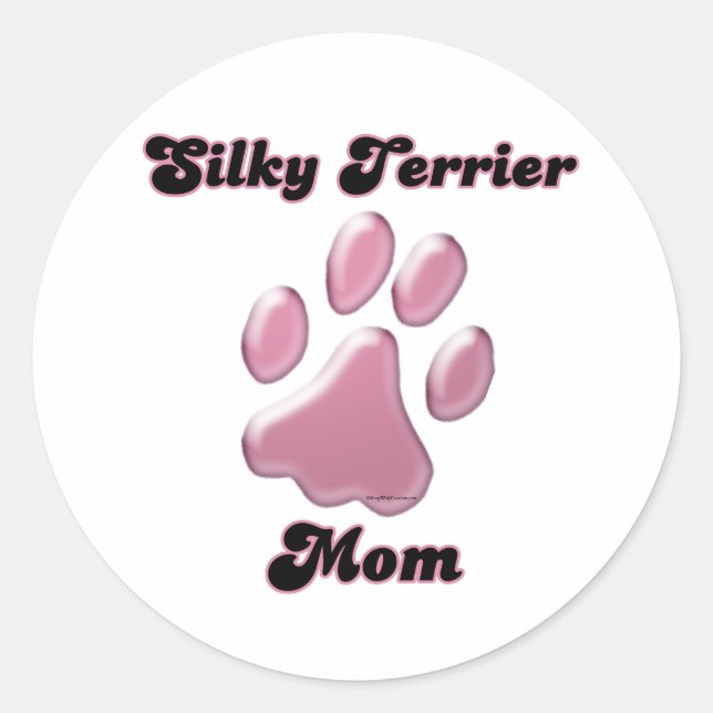 Silky Terrier Mum Pink Pawprint  - Sticker (Front)