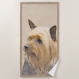Silky Terrier Painting - Cute Original Dog Art Beach Towel