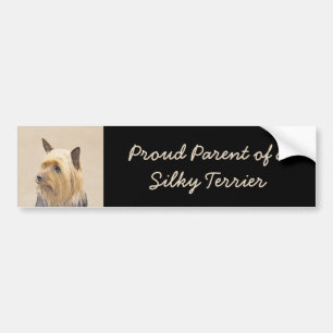 Silky Terrier Painting - Cute Original Dog Art Bumper Sticker