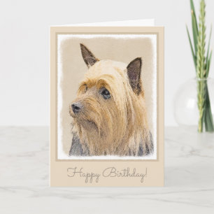 Silky Terrier Painting - Cute Original Dog Art Card
