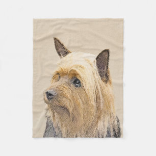 Silky Terrier Painting - Cute Original Dog Art Fleece Blanket