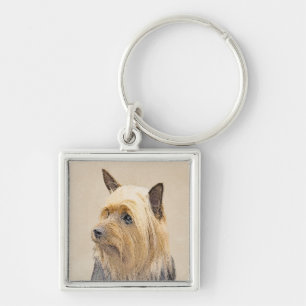 Silky Terrier Painting - Cute Original Dog Art Key Ring