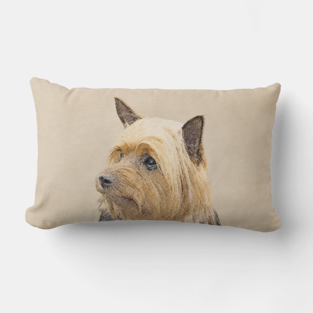Silky Terrier Painting - Cute Original Dog Art Lumbar Cushion (Front)