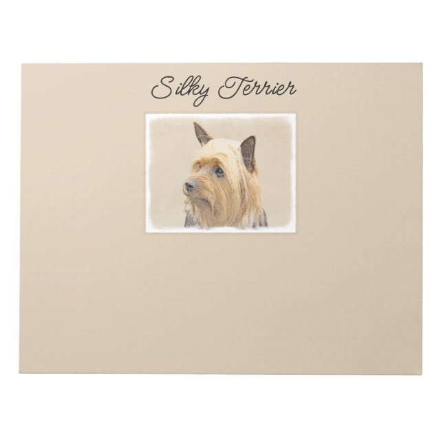 Silky Terrier Painting - Cute Original Dog Art Not Notepad (Front)