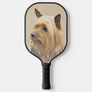 Silky Terrier Painting - Cute Original Dog Art Pickleball Paddle