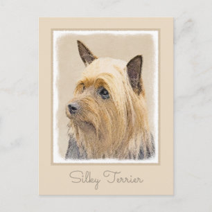 Silky Terrier Painting - Cute Original Dog Art Postcard