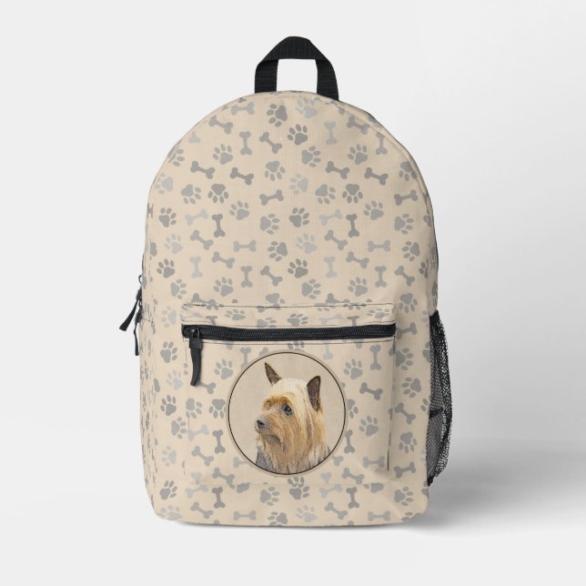 Silky Terrier Painting - Cute Original Dog Art Printed Backpack (Front)