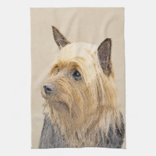 Silky Terrier Painting - Cute Original Dog Art Tea Towel
