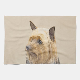 Silky Terrier Painting - Cute Original Dog Art Tea Towel